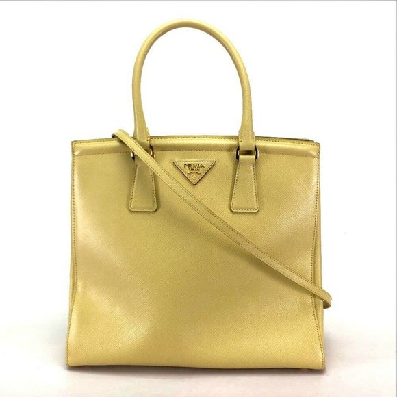 PRADA Saffiano Shoulder Bag Hand Bag 2way bag Leather B2411M - Picture 1 of 8